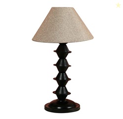 tu casa Off White Jute Shade with Black Metal-Iron Base Table Lamp | E