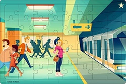 40 Pc Paperless Wooden MDF Jigsaw Puzzle Subway Metro Station Theme-Pa