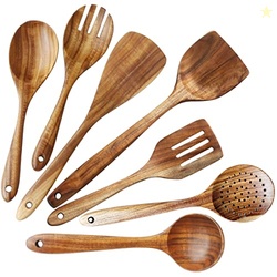 Wooden Spoons for Cooking ADLORYEA Wood Kitchen Utensils Set, Natural 