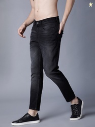 BREXX Men Slim Mid Rise Black Jeans