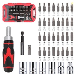 amazon basics Magnetic Ratchet Screwdriver Set, Multicolour, 41-Piece,