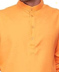 Gauri Laxmi Enterprise Men's Cotton Blend Solid Straight Kurta Only