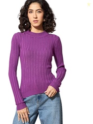 Sassafras Women Rib High Neck Full Sleeves Sweater