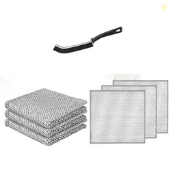 JIALTO Microfiber Pack of 3 Non Scratch Dish Wash Cloth with 1 Cleanin