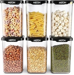 MILTON Square Premium Containers for Kitchen Storage Set of 6 (1100 ml