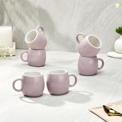 Amazon Brand - Solimo Solid Ovule Lavender Ceramic Tea Cups | Set of 6