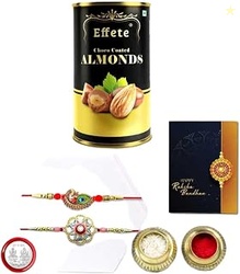 Raksha Bandhan Gift Combo  Set of 2 Rakhis (1 Round Shape & 1 Mayur De