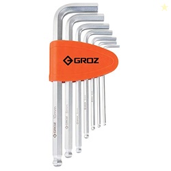 Groz 7 Hexagon Keys with Ball End - SAE| Ideal for automotive, househo