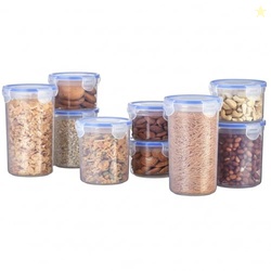 Amazon Brand - Solimo Round Plastic Storage Jar & Container Set | Airt