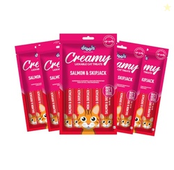Drools Creamy Lickable Cat Treats (75g x 5 Pouches) Total 375g | Salmo
