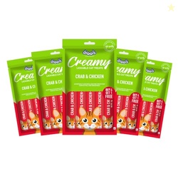 Drools Creamy Lickable Cat Treats (75g x 5 Pouches) Total 375g | Crab 
