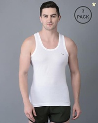 Dollar Pack of 3 Men Solid Combed Cotton Shrinkless Vest