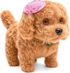VGRASSP Fluffy Fantastic Walking Puppy Toy for Kids - Cap Dog with Lig