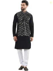 SOJANYA (Since 1958 Men's Pure Cotton Kurta and White Pyjama with Sequ