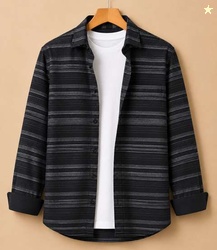RODEIZ Men Slim Fit Striped Spread Collar Casual Shirt