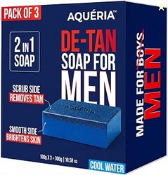 Aqueria De-Tan & Brightening 2-in-1 Bath Soap for Men | Cool Water Per