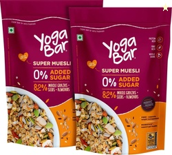 Yogabar Muesli 800g No Added Sugar|Breakfast Muesli with Probiotics & 