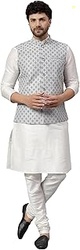 Men's Silk Blend Kurta Pyjama Set with Jacquard Nehru Jacket  Festive&