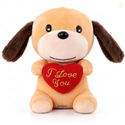 Storio I Love You Valentine Plush Dog | Cute Soft Cuddly Stuffed Anima