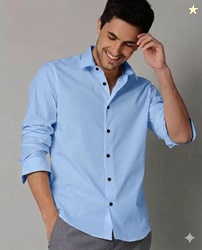 GLeo Men Slim Fit Solid Spread Collar Casual Shirt