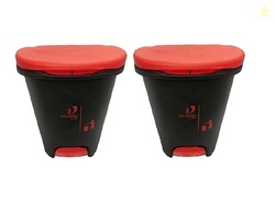 Cello Plastic Step-On Pedal Garbage Dustbin (50 L, red/red)