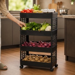 HomeWiz Kitchen Rack 4- Layer | Lifetime Usage Heavy Duty Plastic Trol