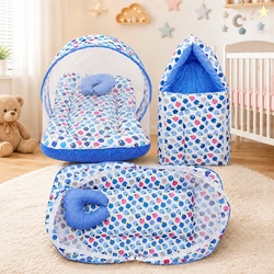 Miss & Chief Polycotton Baby Bed Sized Bedding Set (Blue, 1 Baby ...mo