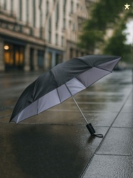 Steve & Anderson Black & Grey Automatic 2 Fold Umbrella