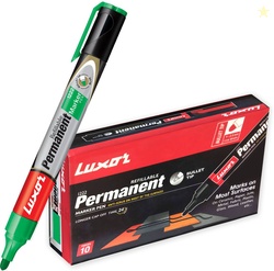LUXOR Refillable Green Permanent Marker Set of 10, Green