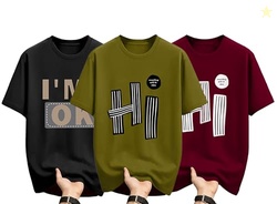 AUSK Mens Loose Fit Oversized Printed Cotton T-Shirts Half Sleeve Drop