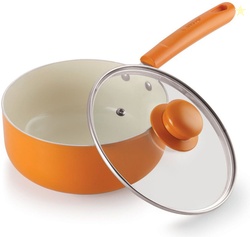 NIRLON Non Stick Induction Base Ceramic Coated Sauce Pan with Gla...mo