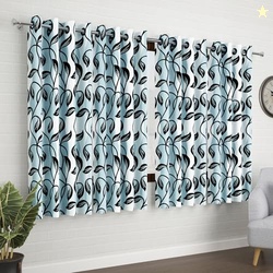 Window Curtains 5 Feet Long Set of 10 | Floral Design | Polyester | Li