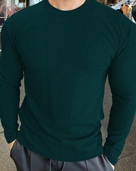 HK FASHION Men Ribbed Regular Fit Round-Neck T-Shirt