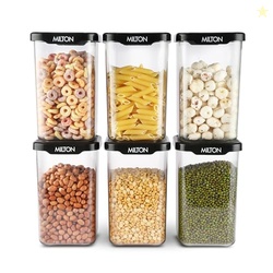MILTON Square Premium Containers for Kitchen Storage Set of 6 (1100 ml