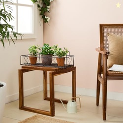 Amazon Brand - Solimo Metal Railing Pot Stand with Adjustable Hanger a