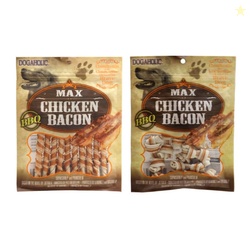 Dog Treat Combo of Chicken Bacon BBQ Flavor Bone Shape and Stick Train