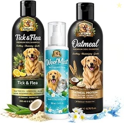 Oatmeal Dog Shampoo 200ml + Tick & Flea Dog Shampoo 200ml + WoofMist P
