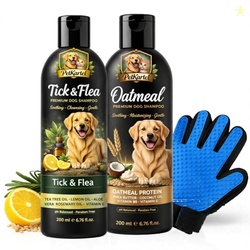 Dog Grooming Combo Tick & Flea Shampoo 200ml + Oatmeal Shampoon 200ml 