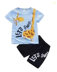 Printed Cotton Blend Top & Bottom Clothing Set for Kid Boys