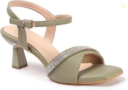 women's Embellished Strap Ankle Strap Sculpted Heel Sandals