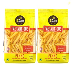 DiSano Penne Pasta 400 gm (Pack of 2), Healthy Pasta, Made with 100% D