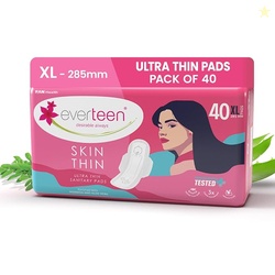 everteen SKIN THIN XL 40 Sanitary Pads for Women 285MM, Infused with M