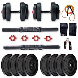 BULLAR Adjustable Dumbbells Set 10 Kg with Pair of Dumbbell Rods and P