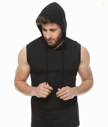 REVIZO Hoodie for Men Sleeveless Cotton Hoodie Sweatshirt Gym Sports H