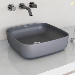 Plantex Premium Tabletop Ceramic Square Wash Basin/Countertop Bathroom