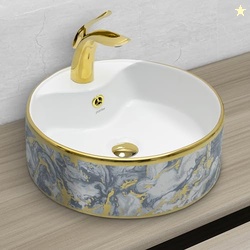 Plantex Platinum Ceramic Tabletop Round Wash Basin/Countertop Bathroom