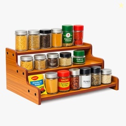 Containers Kitchen Rack Wooden 3 Tier Kitchen Organizer Rack for Count
