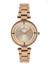 Metal Analog Dial Women Watch- Dk11467-3,Dial-Rose Gold, Band-Gold