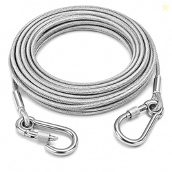10 Meter Stainless Steel Clothesline Rope with Carabiner Hooks | Heavy