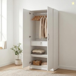 Hometown Willy Plus Engineered Wood Two Door Wardrobe for Bedroom, Han